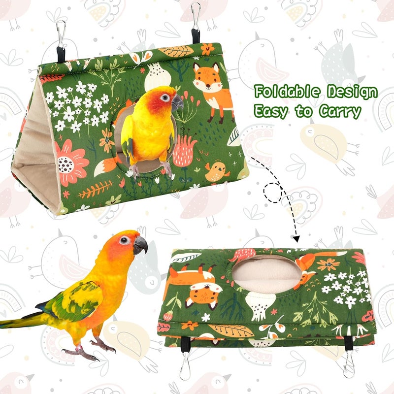 Rypet Winter Warm Bird Nest House - Hanging Hammock Velvet Shed Hut Cage Plush Fluffy Birds Hideaway Sleeping Bed Fuzzy for Parrot Parakeet Cockatiels Budgies Lovebird Medium（Green） - Image 3